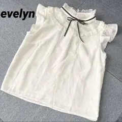 evelyn エブリン レース襟とリボン付き半袖ブラウス　サイズ FREEのサムネイル