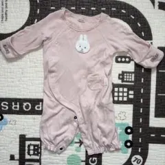 petit main ピンク ウサギ刺繍ロンパース