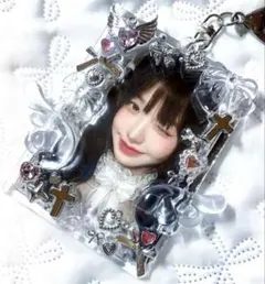 デコトレカケース　キーホルダー　天使　ピンク　透明　クリアー　y2k リボン