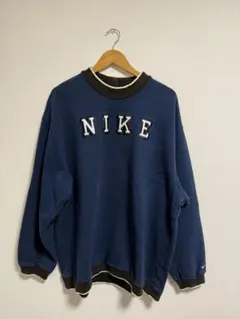 【極希少】90s NIKE XXL センターロゴ 刺繍 紺 スウェット
