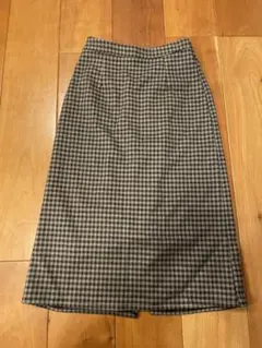 茶系チェック 膝下タイトスカート