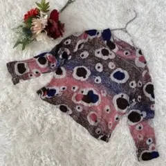 GIANNI LO GIUDICEドット柄長袖トップス　日本製　茶青白ピンク