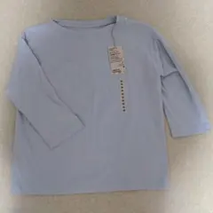 【新品】無印良品　ボートネック七分袖Tシャツ　M ライトグレー