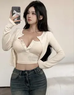 【最終値下げ今月末削除します】SHEIN DAZY リブニット Tシャツ