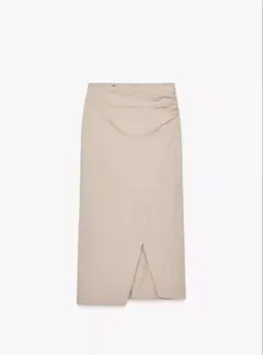 ZARA サイドギャザー入りミディ丈スカート