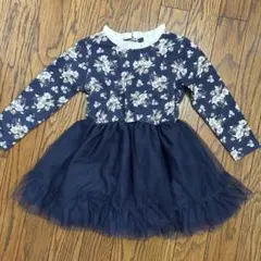 ち*ん様 花柄ネイビー ワンピース 95センチ