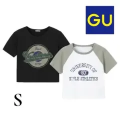 GU ジーユー グラフィック クロップド丈Tシャツ 2セット Sのサムネイル