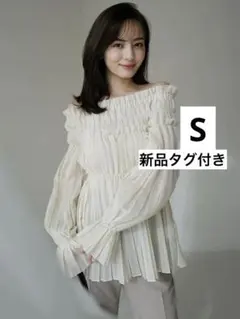 完売】新品2026SS アニュアンス オフショルダープリーツチュニック M