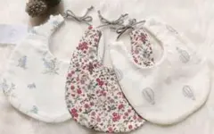 ⑥☆ハンドメイド☆スタイ　3点セット　くすみカラー