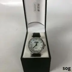 ABISTE アビステ 腕時計 ラインストーンベゼル 黒革ベルト