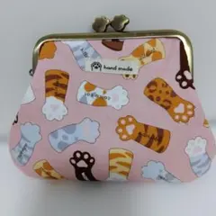 肉球柄　オリジナル　ハンドメイド　がま口財布