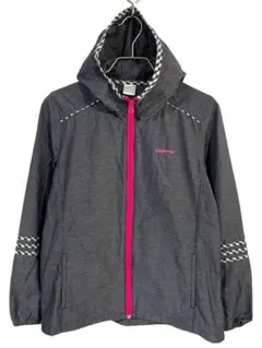 adidas neo 薄手パーカー グレー ピンクジップ OT（L~XL相当）