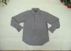 00s ラルフローレン　長袖チェックシャツ　紫Ｘ緑チェック　L