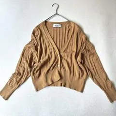 ロペ 美品　カーディガン 薄手　羽織　リブ ゆったり38 キャメル