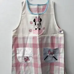 ミニーマウス チェック柄　エプロン M-L エプロン　保育士　幼稚園教諭　介護士