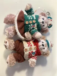 ダッフィー シェリーメイ　ぬいぐるみバッジ　クリスマス