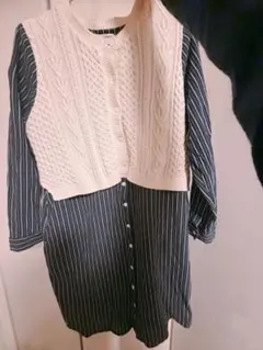 【洗える】BEAMS HEART　ドッキングシャツワンピース