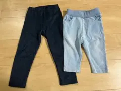 裏起毛 フリース レギンス パンツ 10分丈 プティマイン デニム 5分丈 90