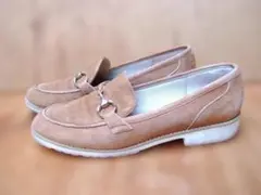 銀座かねまつ＊スエード・ビッドローファ・23cm＊ベージュ＊USED