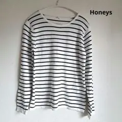 Honeysハニーズ ボーダーニット ホワイト　ブラック　M　カットソー