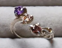 アメジストとブラウンカラーのストーンリング　Silver