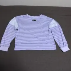 Algyl girl 紫色ストライプ 長袖カットソー