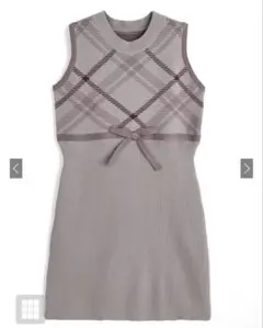 GRL チェック柄ノースリーブニットミニワンピース ベージュ [ru1295]