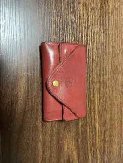 赤いレザーコンパクト折りたたみ財布