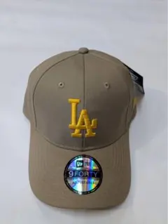 New Era LAロゴBeige色Yellow 刺繍男女用キャップフリ➖サイズ