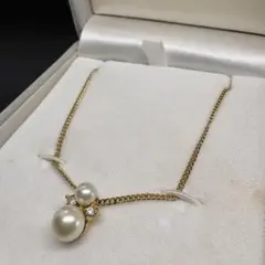 美品 DIOR ディオール ネックレス パール クリスタル ゴールド