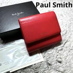 Paul Smith ポールスミス 三つ折り財布 レザー 赤 マルチカラーラインのサムネイル