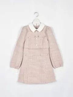 エブリン evelyn ツイードミニフレアワンピース ピンク