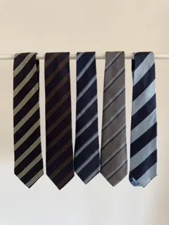 青、紺、黒ストライプ(レジメンタル)ネクタイ5本セット