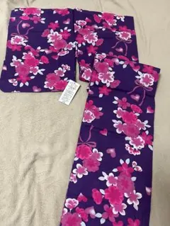 浴衣　紫色 ピンク　リボン　花柄　新品未使用タグ付き　可愛い　夏