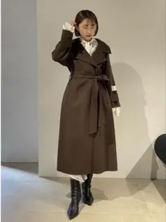 お値引き中　スナイデル　ウロコカシミヤロングコートSWFC234001 ブラウン