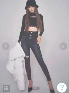 GYDAH/Wボタン BACKレースアップスキニーデニムパンツのサムネイル
