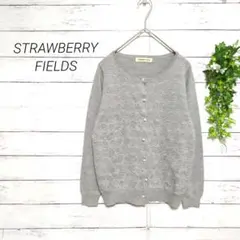 ストロベリーフィールズ　長袖カーディガン　羽織り　グレー　花柄刺繍　ウール混のサムネイル