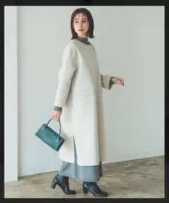 B:MING by BEAMS ノーカラーコート　ロングコート　アイボリー　新品