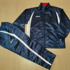 美品✨asics ウォームアップウェア 上下セット　ネイビー　Sサイズ