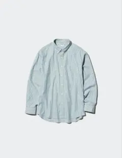 UNIQLO 青ストライプ ボタンダウン M