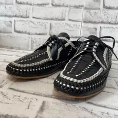 美品✨プラダ　フラットシューズ　編み込み　レザー　ドレス　黒　23cm相当のサムネイル