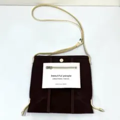 ◆ beautiful people ショルダーバッグ コットン×牛革 ブラウンのサムネイル