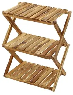 CAPTAIN STAG 折りたたみ木製ラック 3段