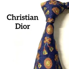 クリスチャンディオール　ネクタイ　ネイビー系　リボン　勲章