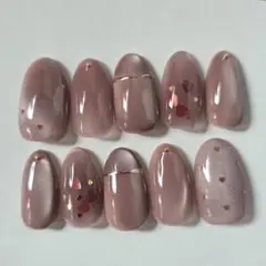 大人くすみピンク マグネット×ハートネイルチップ