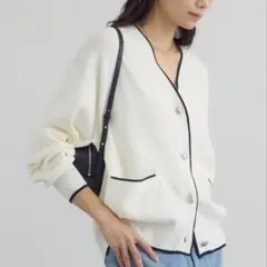 美品✨ アダムエロペ WEB限定メタルボタンスウェットライクラインカーディガン