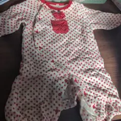 赤い水玉模様ロンパース 70cm