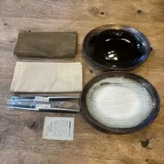 陶磁器食器セット（皿・箸・麻ランチョンマット）