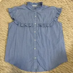 【美品】Lugnoncure フリル付きノースリーブシャツ