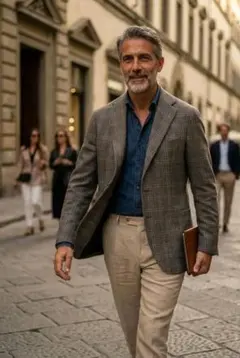 デペトリロ Posillipo ウールチェックジャケット 46 本切羽のサムネイル